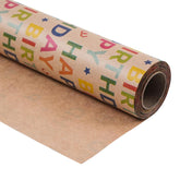 Kraft Birthday Wrapping Paper - Mini Roll - 17 Inches X 33 Feet - For Boys Girls Kids - Colorful Happy Birthday Pattern Great For Teen, Party, Baby Shower