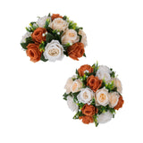 Flower Balls For Centerpieces Decoration: 2 Pcs Terracotta Artificial Rose Kissing Balls For Table - Fall Fake Silk Floral Bouquet With Base Arrangements For Home Party Room Diy Decor