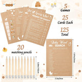 145 Pcs Rustic Games Activities Cards For 25 Guests With 20 Pencils Rustic Kraft Funny Theme Games, Bingo, Guess Who, Gender Reveal Ideas