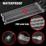 Christmas Meteor Shower Lights Outdoor 864 LED 24 Tube Waterproof White Icicle Snow Falling Plug In Lights