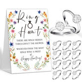 The Ring Hunt Game, Boho Floral Bridal Shower Games With Rings-One Sign And 30 Rings, Bridal Shower And Wedding Shower Games For Guests, Engagement Party Game, Bridal Shower Decorations-Ls7