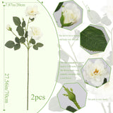 2 Pcs White Roses Artificial Flowers Bulk Fake Rose Flowers Realistic With Long Stems Silk Flower Arrangement Faux Roses Bouquet For Home Wedding Table Centerpieces Vase Fillers Party Decor