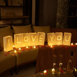 I Love You Light Up Letters Signs, Romantic Proposal Anniversary Valentines' Day Decorations With Luminary Paper Bags, 30 Led Tea Light Candles, Red Heart Balloons, Artificial Rose Petals