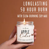 Apple Cider Candle, Fall Candles I Apple Cider, Cinnamon & Nutmeg - Infused With Essential Oils I Mulled Cider Fall Scented Candle (Soy) For Home I 9Oz Reusable Jar I 50Hr Burn I Made In Usa