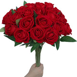 24 Pcs Roses Artificial Flower Silk Roses,Artificial Roses Bulk For Wedding Decorations Table Centerpieces, Mother'S Day Valentine'S Day Home Decor (Red)