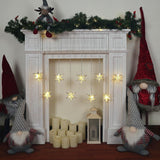 Moravian Star Curtain Light, Plug In With Remote, 8 Flashing Modes Of Warm Light, 9 Silver Stars Led String, Indoor Chri