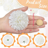 36 Pcs Artificial Chrysanthemums Flowers Ball Flowers, Fake White Flower, Silk Flowers, 2.75 Stemless Bridal Wedding Bouquet For Diy Floral Arrangement Wedding Home Garden Office Decoration