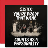Sister Birthday Card - Personality Of Wine - Happy Birthday Card For Sister From Brother Sibling, 5.7 Inch Personality Of Wine Bday Greeting Cards