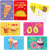 Valentine Day Cards Kids Food Theme Exchange Cards For Classroom Prizes Valentines Party Favor Supplies 28Pcs