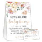 Baby Shower Games Measure The Baby Bump Game, Floral Theme, How Big Is Mommy'S Belly Party Supplies. 1 Sign And 50 Guessing Cards.
