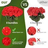 8 Pack Artificial Geranium Flowers For Outdoors Uv Resistant Artificial Flowers Silk Geranium Fake Flowers Faux Flower For Outdoor Planters Garden Plants Window Sill Courtyard Home Decor(Red)