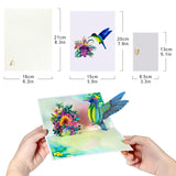 Blue Hummingbird And Flower Pop Up Paper Flower Bouquet Greeting Cards With Blank Note & Envelope, Ideal Gift For Celebrating Love, Birthday, Anniversary, Special Moments, Mother'S Day