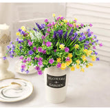 12 Bundles Artificial Flowers For Outdoors Decoration, Uv Resistant Eucalyptus Faux Flowers Fake Plants No Fade Plastic Greenery Shrubs Home Porch Outside Spring Summer Garden Decor