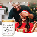 10 Year Anniversary Candle Gifts For Him Her, 10Th Wedding Anniversary Tin Gifts For Wife Husband, Girlfriend Boyfriend, Couple, Women Men, 10Th Wedding Anniv. Aluminum Presents, 7Oz Lavender Scented