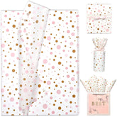 Tissue Paper Gift Wrap, Cute Pink And Brown Polka Dot Tissue Paper For Gift Bags, Pastel Packaging For Girl'S Birthday, Baby Shower, Wedding, Mother'S Day, Party Decor, Diy Crafts,30 Sheets 20X14Inch