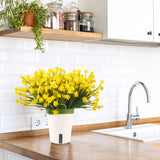 Artificial Fake Flowers, 12 Bundles Outdoor Uv Resistant Greenery Shrubs Plants Indoor Outside Hanging Planter Home Garden Décor (Yellow)