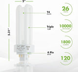 26W Triple Tube CFL Light Bulbs GX24Q-3 4-Pin Base 3500K White Replacement 4 Pack
