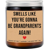 Smells Like You'Re Gonna Be Grandparents Again Pregnancy Announcement Candle - Lavender Scented Soy Wax Candle - 8Oz Jar - 50 Hour Burn Time