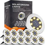 12 Pack 4.6 Inch Solar Garden Lights Waterproof Warm White Outdoor Pathway Lights