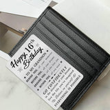 Grandson 16Th Birthday Card, Happy 16Th Birthday Grandson Gifts Ideas, Small Engraved Wallet Card