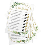 Bridal Shower Games – He Said She Said Game With Fun Bride And Groom Trivia, Wedding Shower Activity, Botanical Greenery Theme, 50 Guests