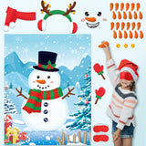 Christmas Pin Games Reusable Pin The Nose On Snowman Game Set Include 2 Diy Snowman 1 Xmas Poster 24 Carrot Nose Stickers 2 Blindfold For Winter Holiday Party Game Activities Supplies