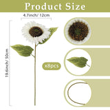 Artificial Sunflowers 20" Sunflowers Artificial Flowers 8Pcs Long Stem Sunflowers With Leaves Large Silk Fake Sunflowers Decoration For Outdoor Home Party Wedding Diy Decor(White)