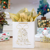 12Pcs Large White & Metallic Gold Foil Gift Bags, 4 Assorted Xmas Tree Snowflake Designs, Perfect For Christmas Thanksgiving New Year Party Favor