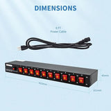 13-in-1 Surge Protector Power Strip Flat Plug 8 AC Outlets 3 USB 5FT Cord