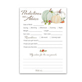 Pumpkins Prediction And Advice Cards - Pack Of 25 - Little Pumpkin Baby Shower Games, New Parents, Mom & Dad To Be, Mommy & Daddy Message, Couples Coed Shower Activity Keepsake Book Fall G332-Pdav