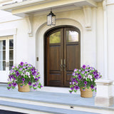 Artificial Flowers For Outdoors With 120 Blooms, Faux Silk Flowers For Outside, Uv Resistant Fake Petunias Plants For Hanging Baskets Fence Patio Balcony Garden Cemetery (Purple 4 Packs)