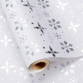 Christmas Wrapping Paper Roll - 3D Embossed Silver Foil Metallic Shine Snowfalkes Gift Wrap For Christmas, Winter Holiday, New Year Celebration - Mini Roll - 17 Inch X 33 Feet