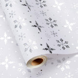 Christmas Wrapping Paper Roll - 3D Embossed Silver Foil Metallic Shine Snowfalkes Gift Wrap For Christmas, Winter Holiday, New Year Celebration - Mini Roll - 17 Inch X 33 Feet