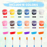 560 Pcs Mini Acrylic Paint Set 40 Set 12 Colors Washable Paint Strips Bulk 40 Flat Brushes 40 Pointed Brushes Valentines Party Gift For Art Birthday Party Favors Craft Supplies(3Ml)
