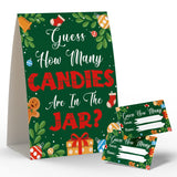 Christmas Party Games - How Many Candies, 1 Sign + 50 Cards, Party Ideas, Kisses Game, Cm004