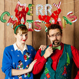 Merry Christmas Balloon Banner - 16 Inch Red, Green, Gold Foil Sign For Christmas Party And Theme Birthday Decorations