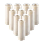 9 Day Prayer Candles, 9 Pack - 7” White Memorial Candle For Shiva, Religious Ceremony, Party, Emergency Candles - Long Burning Vegetable Wax In Plastic Jars