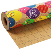 Kraft Wrapping Paper Roll Colorful Balloons Design Perfect For Birthday Holiday Wrap 17 Inch X 33 Feet