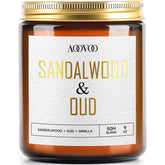 Sandalwood Oud Candle - Sandalwood Candle, Scented Candles, Soy Candles For Home Scented, 9Oz