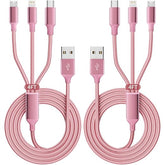 2 Pack 3 in 1 Multi Charging Cable 4FT Universal Fast Charging Cord for iPhone 17 16 15 Samsung Android iPad