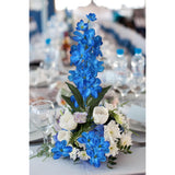10 Pcs Blue Artificial Orchids Silk Fake Orchid Flowers 27 Inches Faux Orchid Artificial Flowers For Wedding Party Home Decoration(Blue)