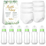 6 Sets Bottle Chug Baby Shower Game Baby Shower Favor Green Funny Plastic Bottles Disposable Diapers Greenery Eucalyptus Themed Sign For Gender Reveal Games Changing Diaper Race Game Decoration