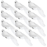 12 Pack Artificial White Birds, Feathered Mini Doves Decor With Clips, White Dove Ornaments For Christmas Tree Home Garden Wedding Party Diy Decoration