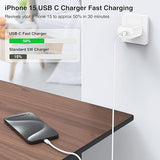 20W USB C Fast Wall Charger with 10FT USB C to USB C Cable for iPhone 17 16 15 iPad