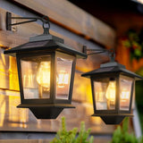 2 Pack Solar Wall Lanterns Outdoor Hanging Lights with 4 Solar Panels Dusk to Dawn