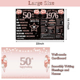 Large 50Th Birthday Card With Envelope, Happy 50Th Birthday Decorations For Women, 1976 Jumbo Birthday Greeting Card, Fifty Birthday Gifts For Her, Rose Gold