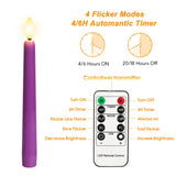 Flameless Advent Candles - Purple And Pink, 8 Inch Battery Operated Led Taper Candles With Remote Timer, 3D Wick Warm White Flicker Flame For Christmas Rituals And Wreath, Set Of 4