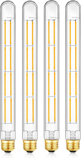 4 Pack T300 Long Tubular LED Bulbs 11.8 Inch E26 Dimmable Clear Glass Edison Tube 3000K