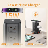 Power Strip Tower 12 Outlets 4 USB Ports 6.5FT Extension Cord Outlet Extender Black