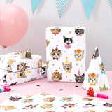 Cat Birthday Wrapping Paper - 6 Sheets 19.7” X 27.5” White Cat Gift Wrapping Paper For Kids Birthday Party Gift Packing Supply Funny Cute Theme Decor Favor